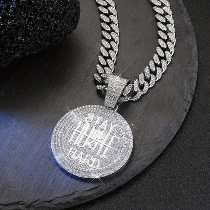 Fashionable Hip-hop Round Pendant Necklace - Durable Cuban Chain - Unisex Style for Trendsetters