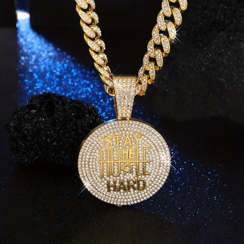 Fashionable Hip-hop Round Pendant Necklace - Durable Cuban Chain - Unisex Style for Trendsetters