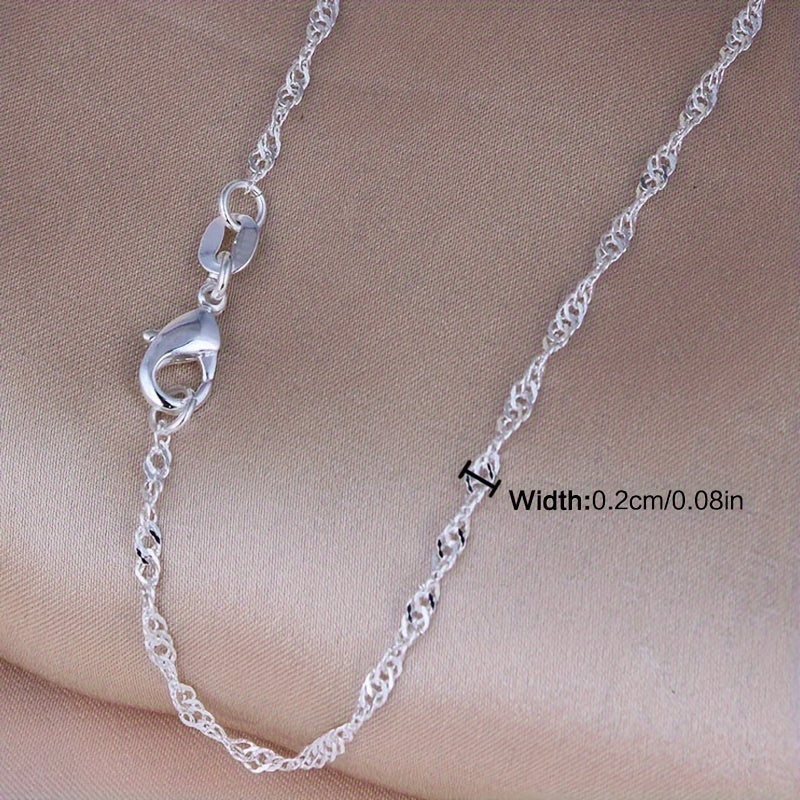 16-30 Adjustable Sterling Silver Wave Chain Necklace - Exquisite and Sophisticated, Versatile DIY Accessory, Glamorous Party Style - Perfect for Wedding and Engagement Celebrations