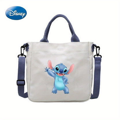 Disney Licensed Stitch Canvas Tote Bag, Student Shoulder Crossbody Bag With Removable Strap