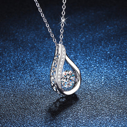 S925 Sterling Silver Water Drop Pendant Necklace - Exquisite Luxury Necklace with Dazzling Moissanite, Fashionable and Versatile Design, Perfect Party and Wedding Anniversary Gift for Her