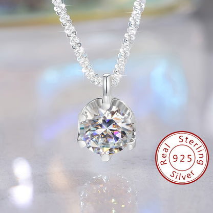 1CT Moissanite Necklace For Women 925 Sterling Silver Wedding Necklace Promise Necklace Eternity Necklace Mother's Day Valentine's Day Luxury Ladies Jewelry Gifts