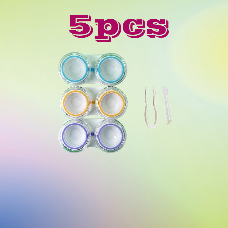 5pcs Leakproof Contact Lens Accessory Set - Blue, Orange, Purple | Includes Transparent Storage Cases for Travel Cosmetics, Lotions, Essential Oils & Makeup Remover