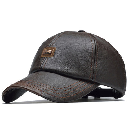 Premium Mens PU Leather Baseball Cap - Durable & Stylish - Versatile Fashion Accessory for Everyday Wear