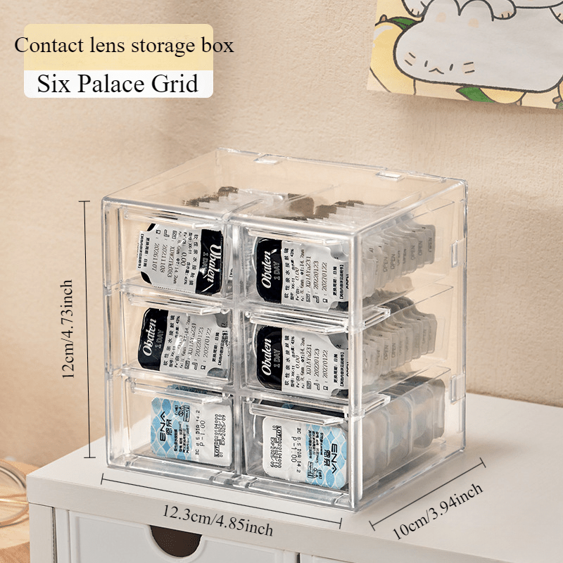 Acrylic Contact Lens Organizer - Dustproof Drawer-Style Storage Box for Daily Disposable Contacts, Transparent Desktop Holder