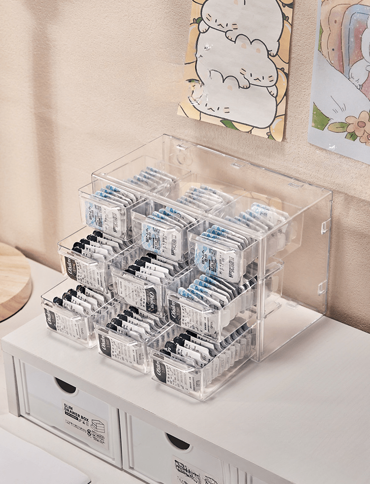 Acrylic Contact Lens Organizer - Dustproof Drawer-Style Storage Box for Daily Disposable Contacts, Transparent Desktop Holder