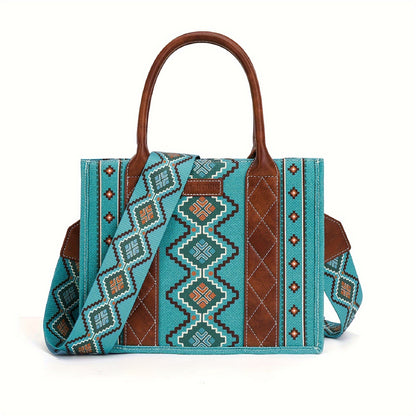 [Fast Arrival] Stylish Aztec Boho Tote Bag - Western-Inspired Shoulder Purses for Women - Spacious Satchel Handbags with Adjustable Straps and Magnetic Closure