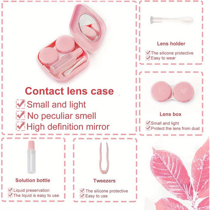 4pcs Contact Lens Travel Kit: Cute & Durable Case Set with Tweezers - Includes Soak Storage, Holder & Remover Tool - Perfect for On-the-Go & Home Use (Sky Blue/Pink/Violet/Yellow)