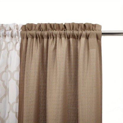 4 Piece Rod Pocket Curtain Panel, Tan, 27.5" W x 84" L