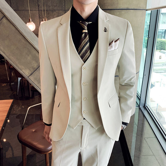 LOVECCR   One Piece Dropshipping Men's New Suit Three-Piece Slim-Fit Korean-Style Business Banquet Groom Suit Dress Suit