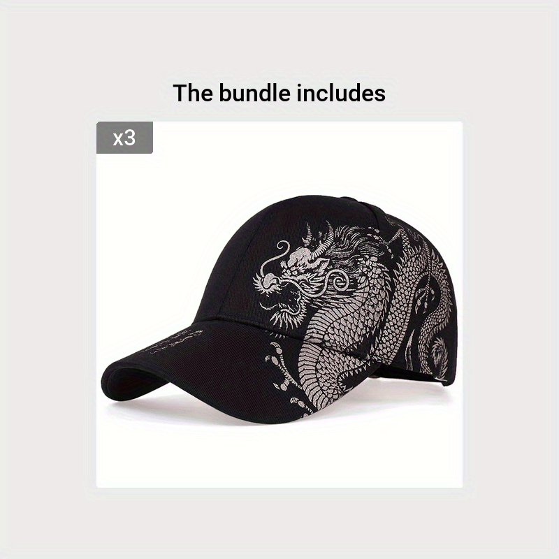 1pc Unisex Adjustable Breathable Baseball Cap with Stylish Dragon Print, Ideal for Outdoor Sports and Perfect Gift Choice