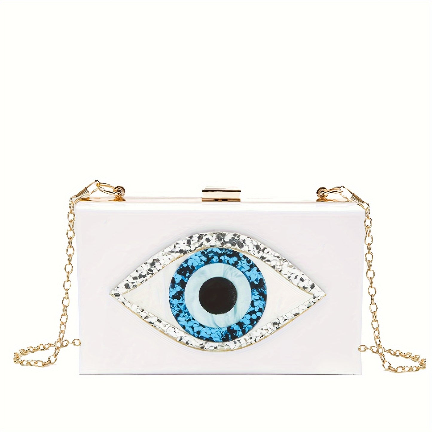 Mini Eyes Acrylic Evening Clutch, Elegant Dinner Purse, Women's Formal Banquet Handbag & Crossbody Bag