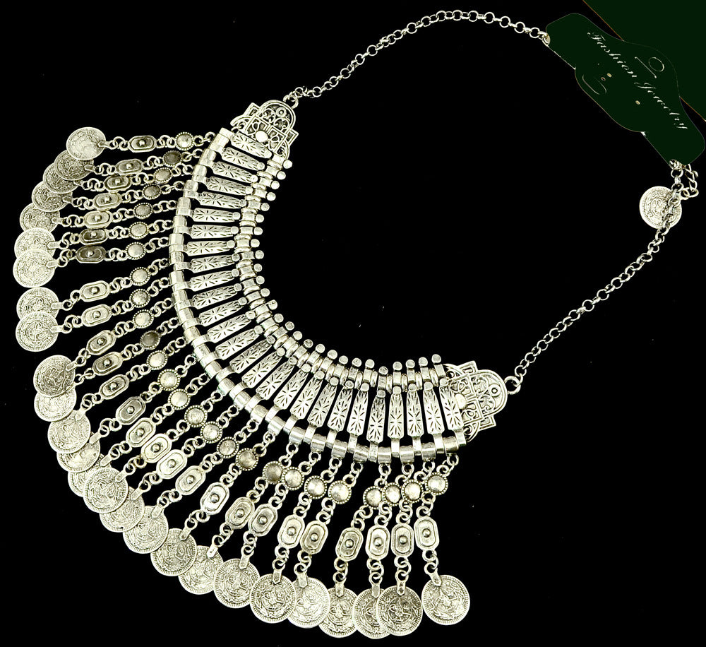 Factory Wholesale in Stock Supply Foreign Trade Hot Selling Popular Fashion Retro Exaggerated Coin Necklace Wholesale