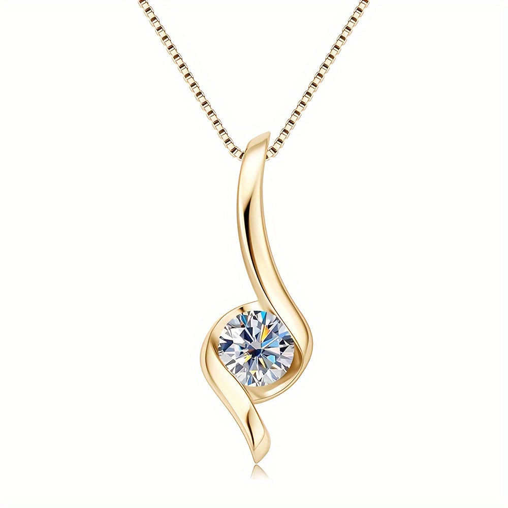 Radiant 1 Carat Moissanite Pendant Necklace in 925 Sterling Silver - A Dazzling, Timeless Gift for Her - 1pc Solitaire Design