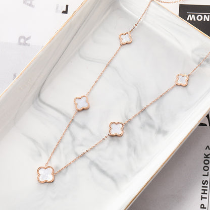 Cross-Border E-Commerce Hot Selling Product Stainless Steel Pork Belly Clover Necklace Waterproof Sweat-Proof High-Grade Colorfast Jewelry