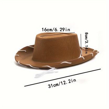 1pc Brown Felt Cowboy Hat, Interesting Men's Western Cowboy Hat, Christmas Decorative Hat, Party Decoration, The Best Choice For Halloween Party Decoration, Ideal choice for Gifts