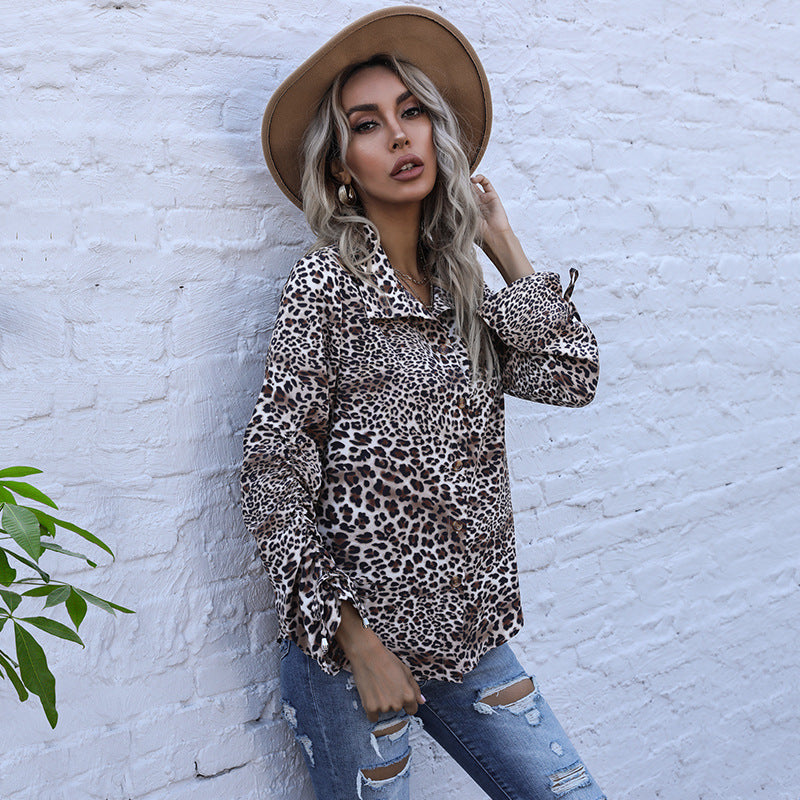 LOVECCR popular autumn new 2025 niche leopard print lapel single-breasted cardigan long-sleeved fashion shirt femininity Popular trade