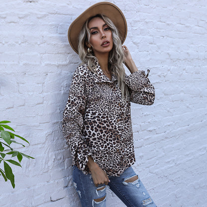 LOVECCR popular autumn new 2025 niche leopard print lapel single-breasted cardigan long-sleeved fashion shirt femininity Popular trade