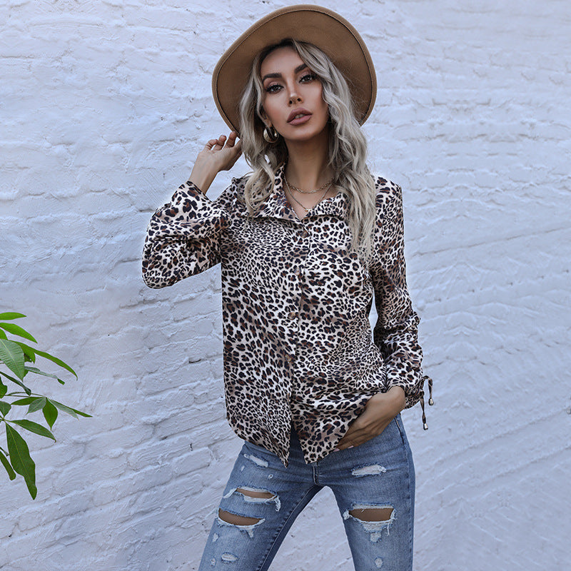 LOVECCR popular autumn new 2025 niche leopard print lapel single-breasted cardigan long-sleeved fashion shirt femininity Popular trade