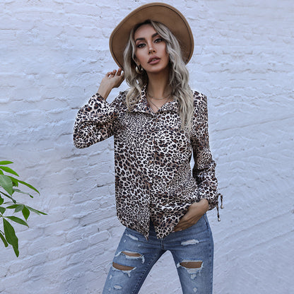 LOVECCR popular autumn new 2025 niche leopard print lapel single-breasted cardigan long-sleeved fashion shirt femininity Popular trade