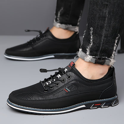 Plus Size Mens Comfy Lace Up Shoes - Breathable PU Upper, Non Slip Rubber Sole, Round Toe, Low Top, Casual Walking Shoes for All Seasons