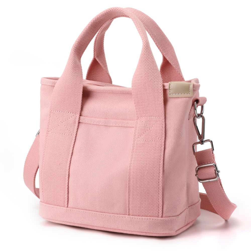 Small Cute Canvas Tote Bag with Pockets for Women, Mini Casual Crossbody Shoulder Hobo Purse Messenger Handbag Bags Work