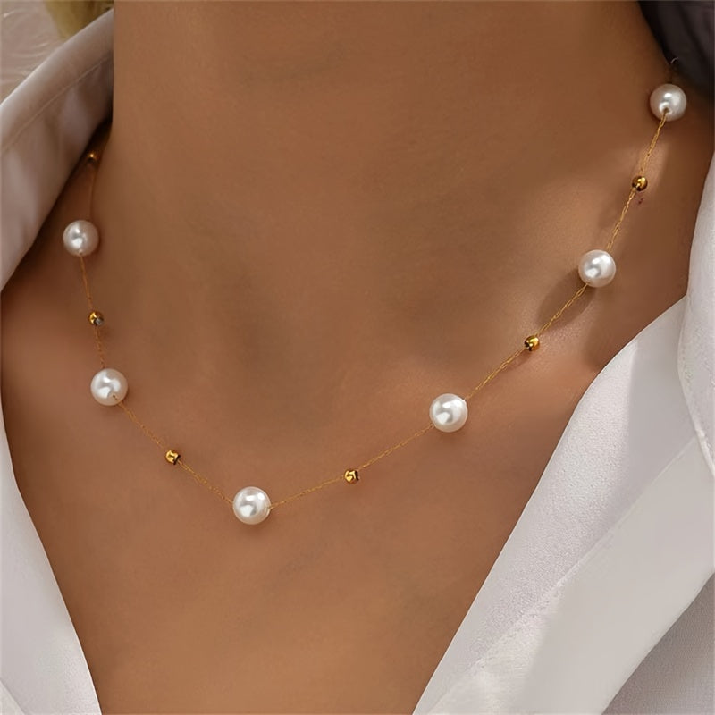 Imitation Pearl Beads Necklace Baroque Elegant Neck Jewelry Gift