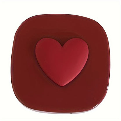 Burgundy Heart-Shaped Deluxe Contact Lens Case - Travel Accessories for Myopia Management - Portable, Durable, and Stylish Companion with Mirror and Accessories for Easy Lens Care on-the-go