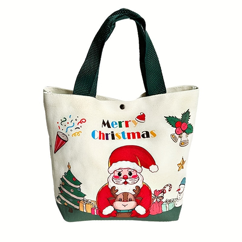 Festive Christmas Handheld Cloth Bag: Cartoon Santa Claus, Xmas Tree, Gift Bag - Merry Christmas Decor - Noel, Natal, Navidad, Happy New Year 2025 - 26Cm/10.2Inch, 8Cm/3.1Inch