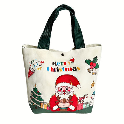 Festive Christmas Handheld Cloth Bag: Cartoon Santa Claus, Xmas Tree, Gift Bag - Merry Christmas Decor - Noel, Natal, Navidad, Happy New Year 2025 - 26Cm/10.2Inch, 8Cm/3.1Inch