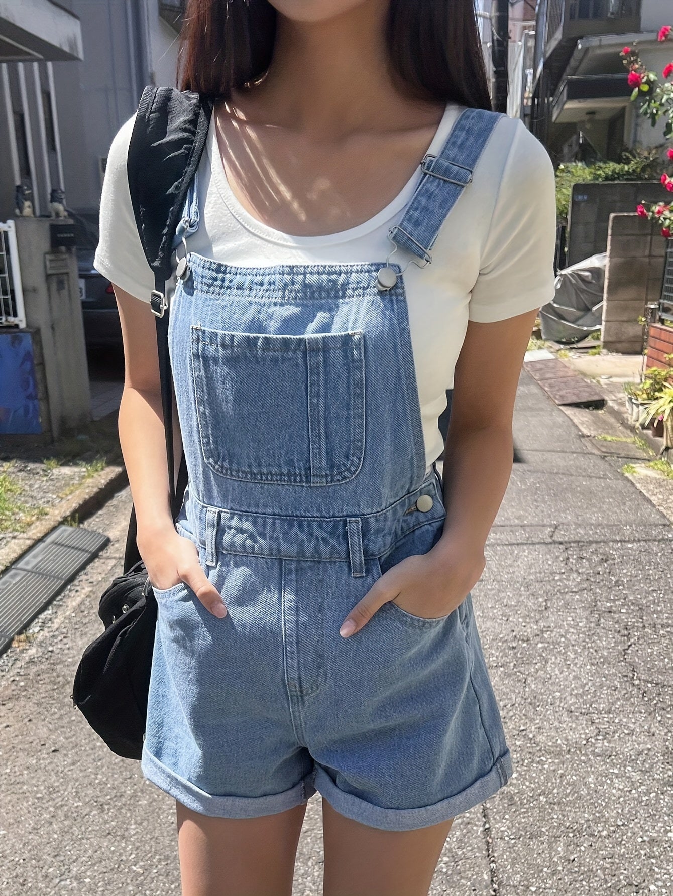 Womens Refined Denim Romper Shorts - Adjustable Buckle Straps, Cuffed Hem, Washed Jean Shortalls Playsuit, Sleeveless Overall for Effortless Summer Chic