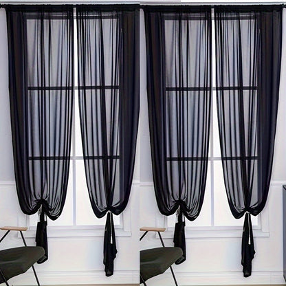 4 Pieces Thin Mesh Translucent Curtains, Living Room Bedroom Curtain, Translucent Drape Tulle Gauze Tulle Curtain Bedroom Living Room Dining Room Curtain