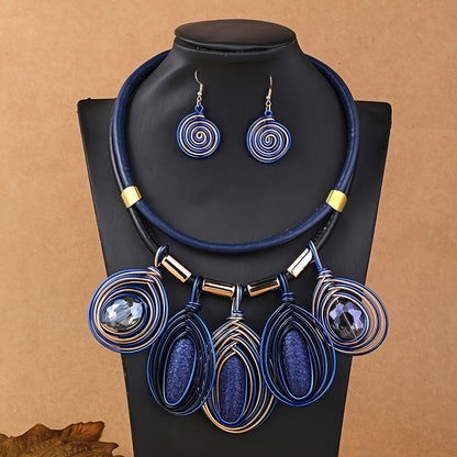 Boho Nautical 3pc Jewelry Set | March-Birthstone Earrings & Necklace | All-Season Party & Vacation Accessory