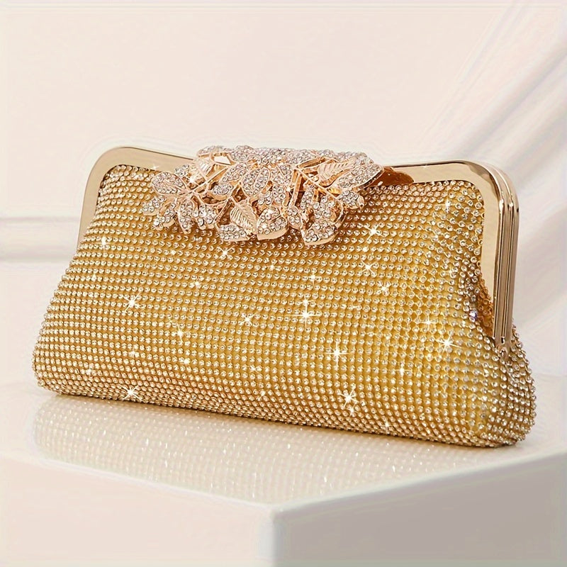 Elegant Evening Clutch Bag For Women, Rhinestone Fashion Small Purse For Weddings | Luxurious Dinner Bag