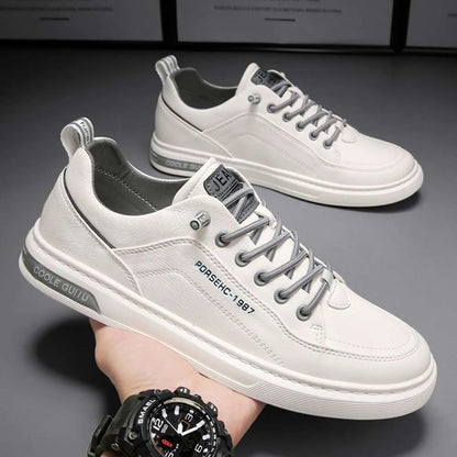 New Casual Leather Men's Small Board Breathable Versatile White Shoes, Spring and Autumn Sports Trendy Shoes ddmyshoes