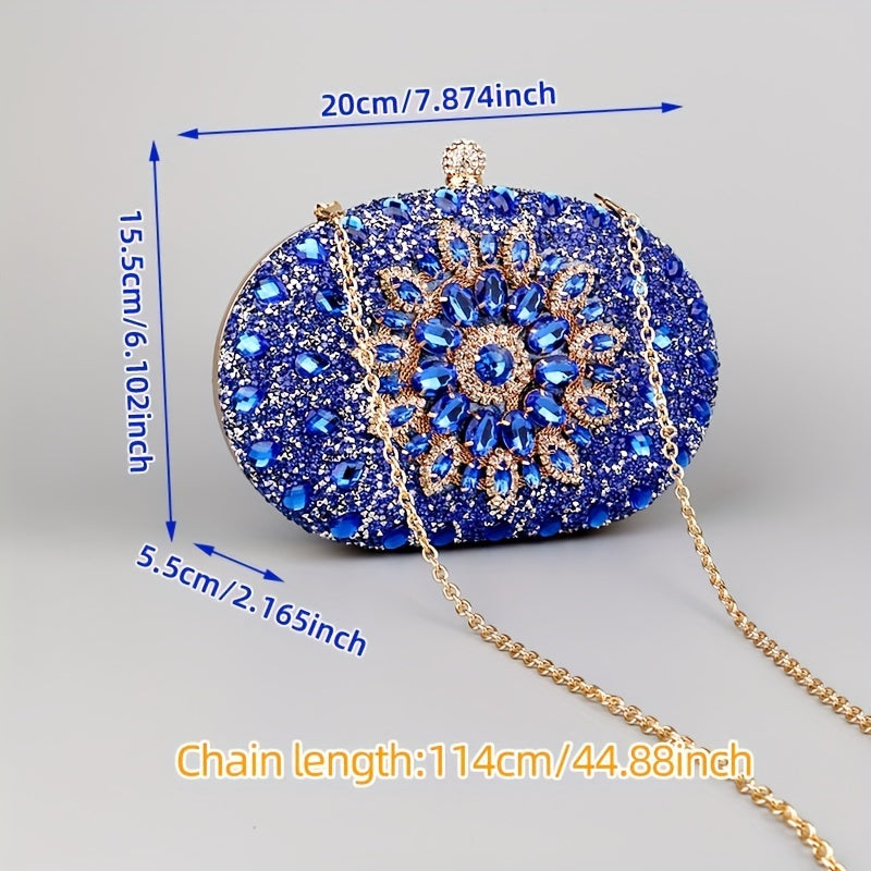 Sunflower Rhinestone Evening Clutch, Luxury Shiny Party Cocktail Purse, Women's Wedding Prom Dinner Handbag For Carnaval Use And For Music Festival