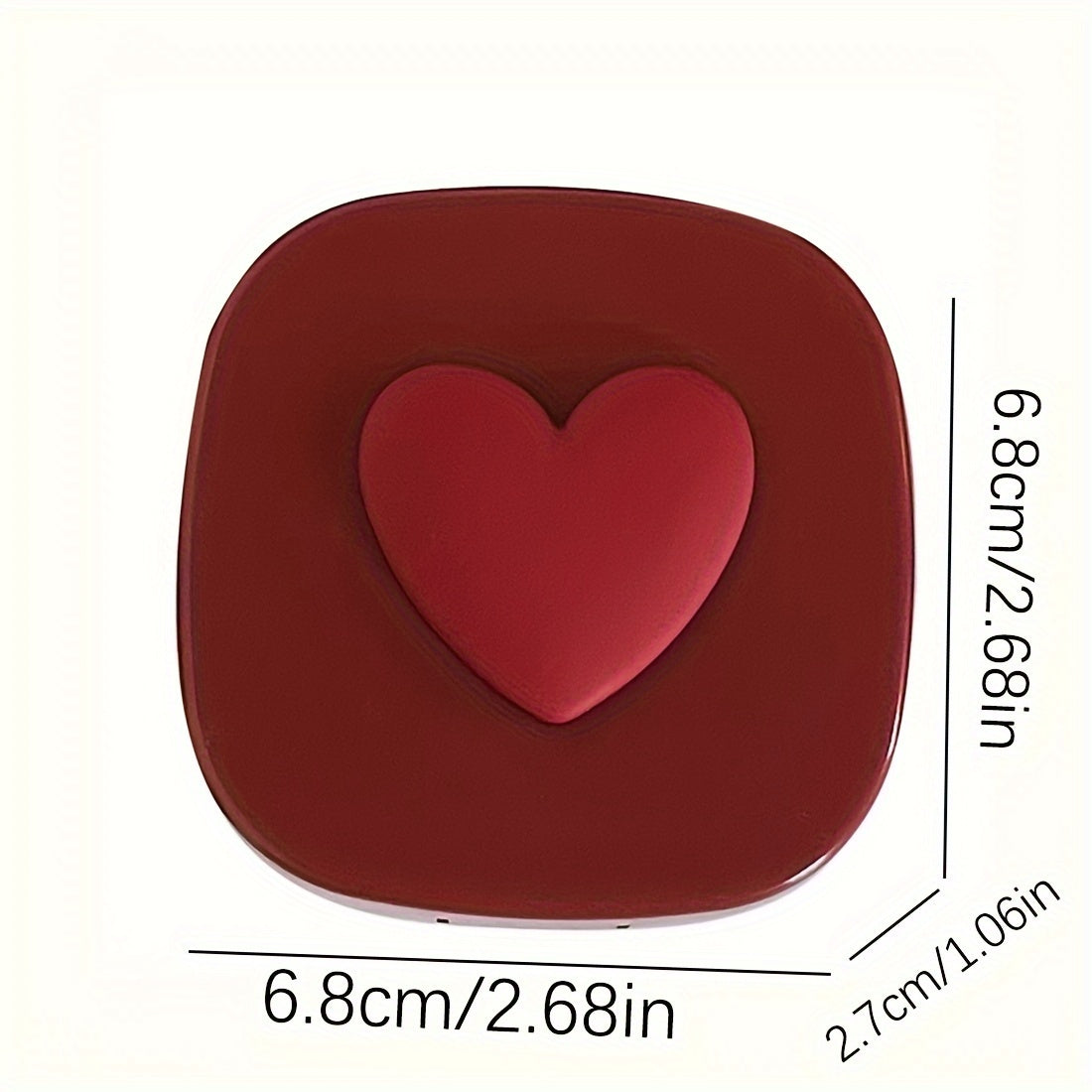 Burgundy Heart-Shaped Deluxe Contact Lens Case - Travel Accessories for Myopia Management - Portable, Durable, and Stylish Companion with Mirror and Accessories for Easy Lens Care on-the-go