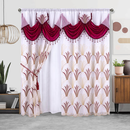 1pc, Embroidery Double Layer Curtain, Suitable For Home Decoration, Living Room Bedroom Curtain, 52X84in