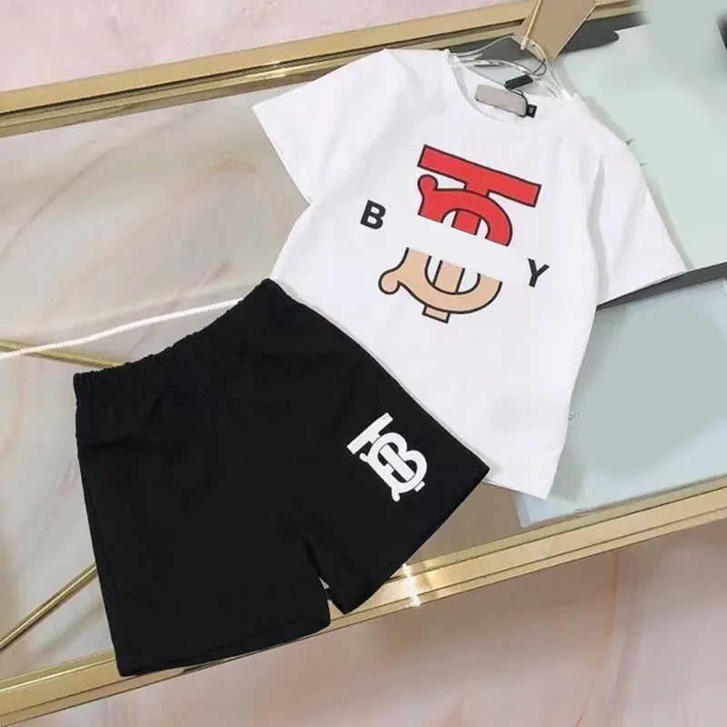 kids designer sets kid two piece set baby clothes 2 pcs toddler t shirt clothing boys girls tracksuits Short Sleeve suits luxury summer shirt classic letter SS