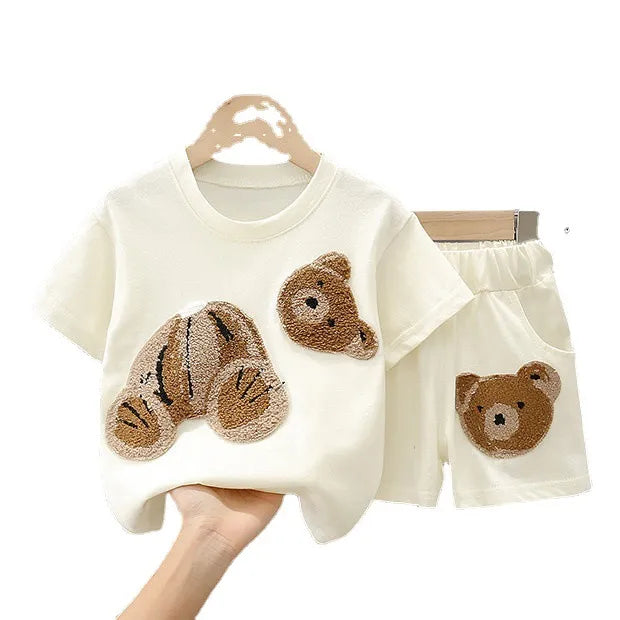 New Summer Clothing Children T-shirt Short Sleeve Pants pieces Set Kids Baby Boys Clothes 1 2 3 4 Years