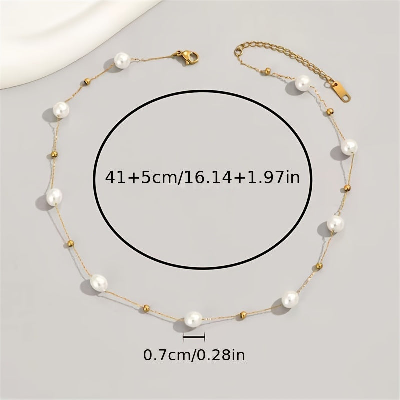 Imitation Pearl Beads Necklace Baroque Elegant Neck Jewelry Gift