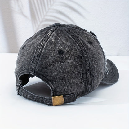 1pc Fashionable Unisex Denim Baseball Cap-Adjustable Sunshade-Vintage Wash-Style Boost For Sports, Casual Outfits & Everyday Use