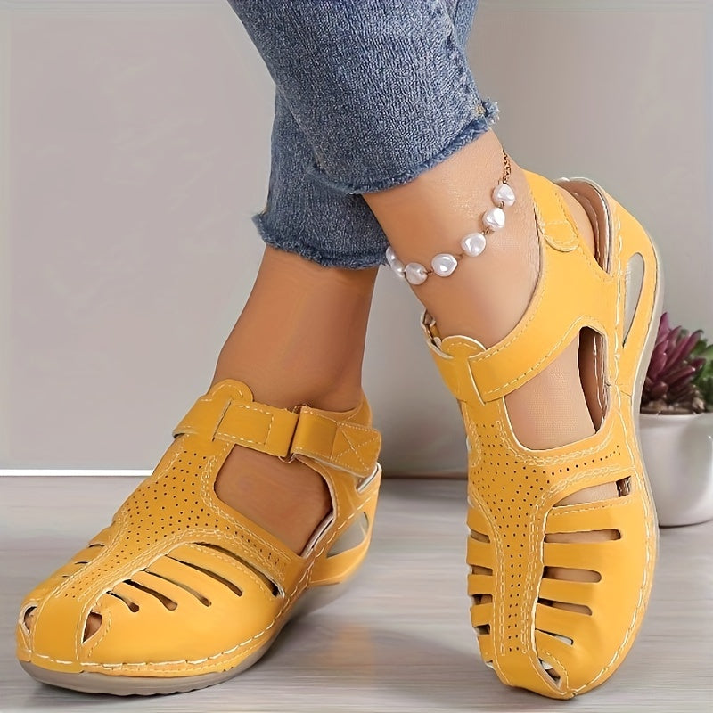 Womens Fashionable Wedge Heeled Sandals - Stylish Cutout Design, Platform Comfort - Perfect Summer Footwear for Trendsetters