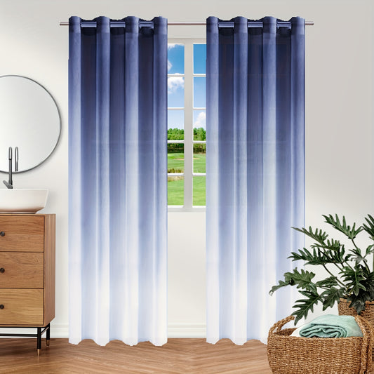 1pc Stunning Gradient Color Sheer Curtain - Semi Sheer Grommet Top Panel for Bedroom, Living Room, Office - Easy Hang, Privacy Protection, Sunlight Filtering, Home Decor Essential