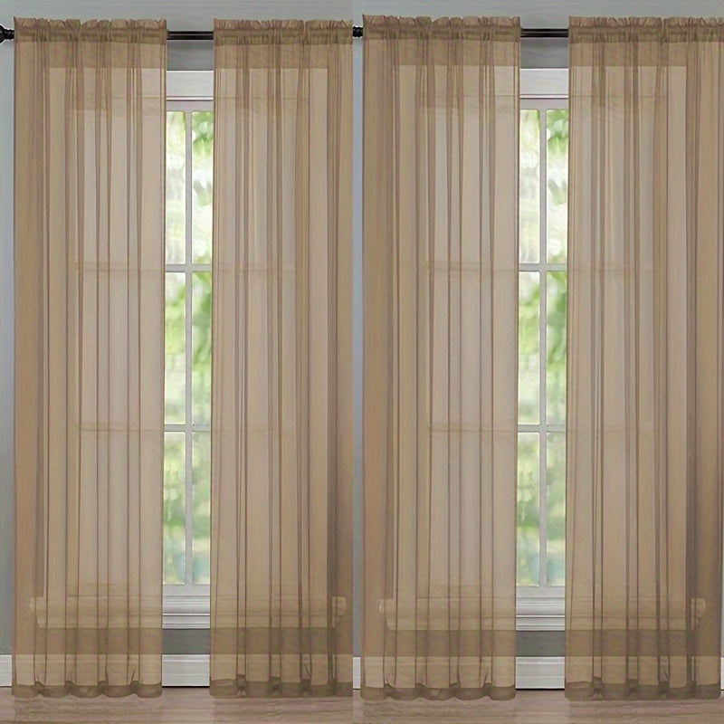 4 Pieces Thin Mesh Translucent Curtains, Living Room Bedroom Curtain, Translucent Drape Tulle Gauze Tulle Curtain Bedroom Living Room Dining Room Curtain