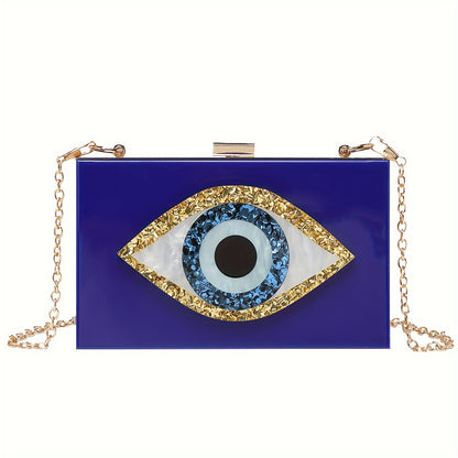 Mini Eyes Acrylic Evening Clutch, Elegant Dinner Purse, Women's Formal Banquet Handbag & Crossbody Bag