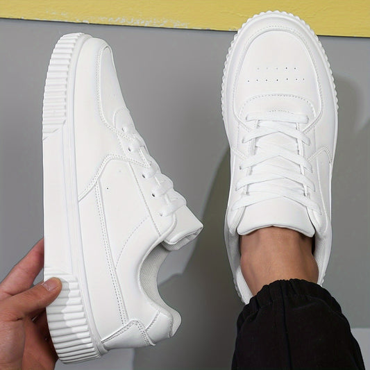 Men's Trendy White Sneakers - Versatile, Lightweight & Comfortable with Non-Slip EVA Sole for Outdoor Activities