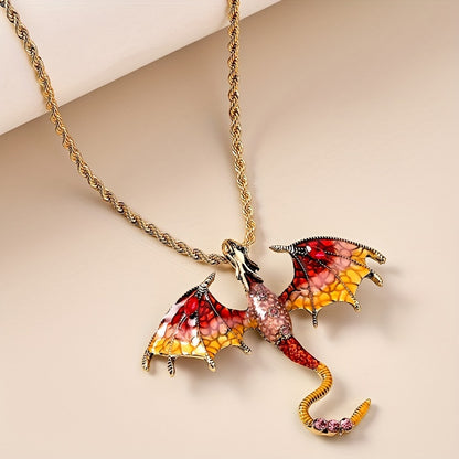 Mystical Flying Dragon Pendant - 1pc Rhinestone-Inlaid with Gradient Enamel - Perfect Accessory for Parties and Cosplay