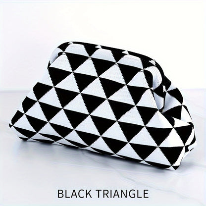 Rhombus Pattern Clutch Bag, Elegant Women Banquet Purse, Fashion Evening Handbag Makeup Bag