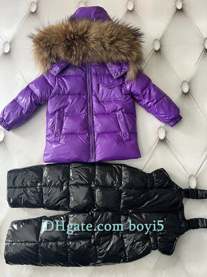 Down coat childrens jacket baby boys clothing Winter outwear keep warm puffer jackets kids fur collar hooded outerwear coats for boy girls clothes Christmas gift